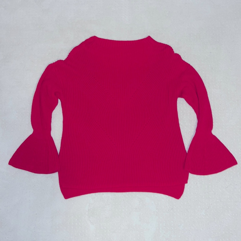 Loft Red Knit Sweater Flared Sleeve - Medium